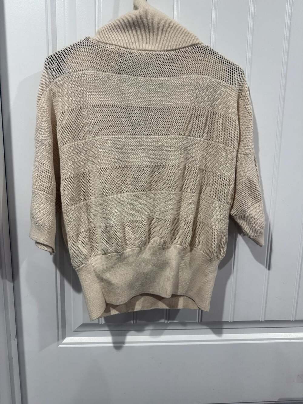 Varley Kembria Half Zip Cotton Knit Sweater Oatmeal Large Quiet Luxury - Picture 3 of 9